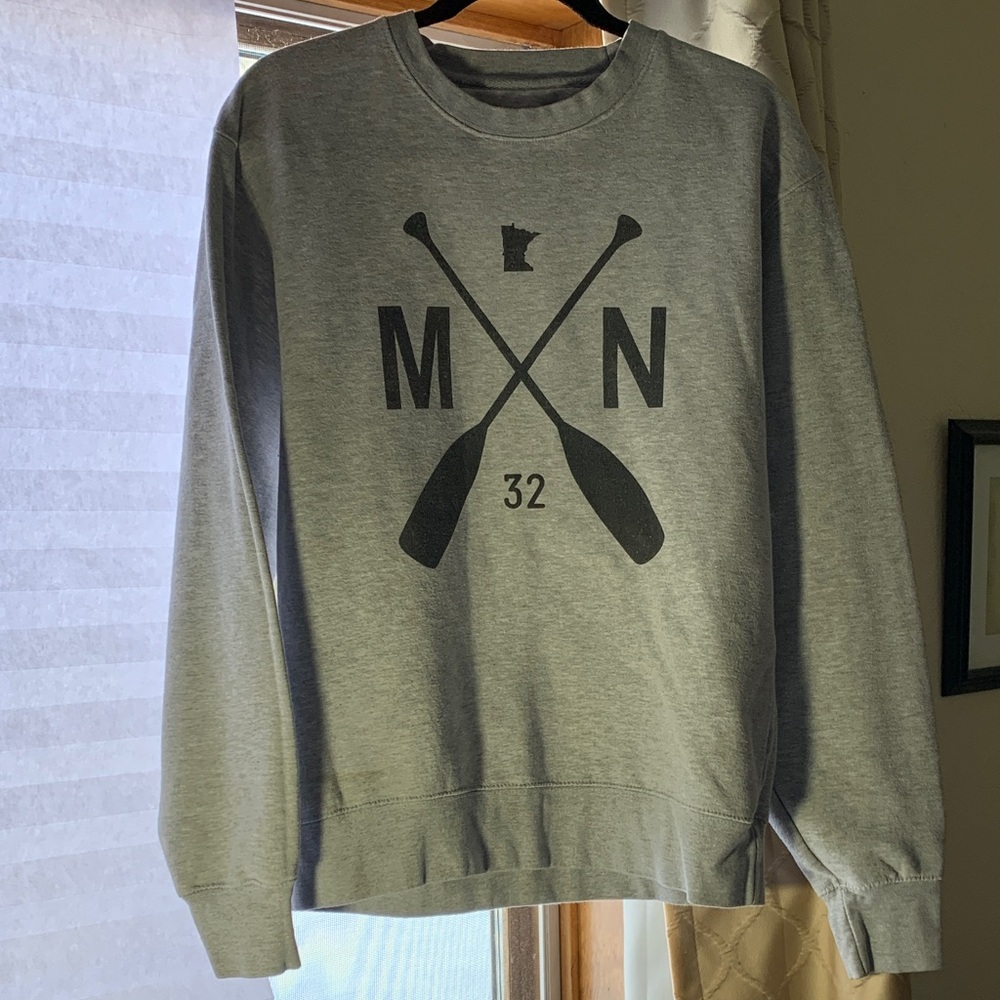 Blue 84 Minnesota MN Oars Graphic Crewneck Sweatshirt - Grey